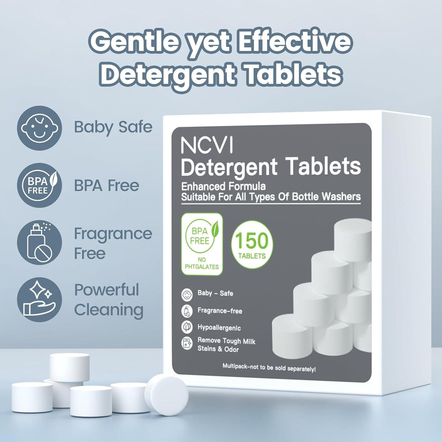 image:imageNCVI 150 PCS Detergent Washing Block Tablets Allinone Stain Removal Sterilization and Deodorization Effect Compatible with NCVIMomcozyBaby BrezzaGrownsy Bottle Washer Machine Soap Lowfoaming