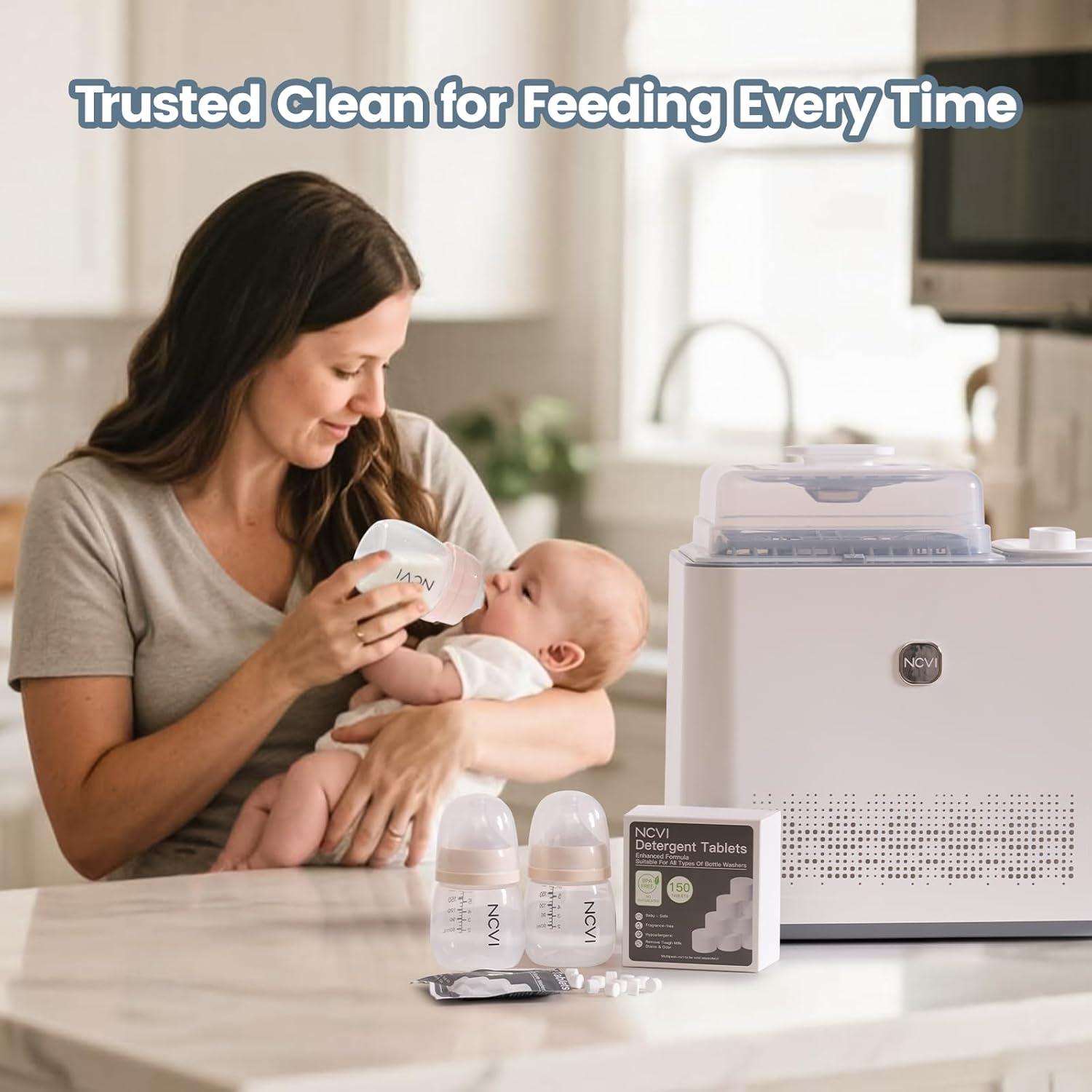 image:imageNCVI 150 PCS Detergent Washing Block Tablets Allinone Stain Removal Sterilization and Deodorization Effect Compatible with NCVIMomcozyBaby BrezzaGrownsy Bottle Washer Machine Soap Lowfoaming
