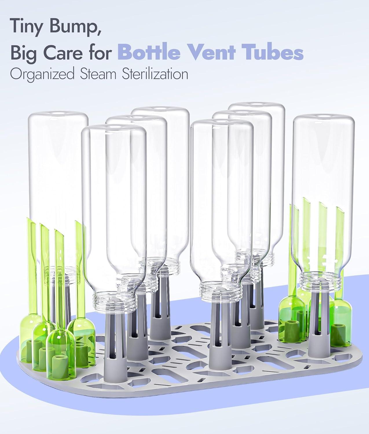 image:imageNCVI 20Minute Baby Bottle Steamer Sterilizer and Dryer with 2 Bottle Trays for 8 Bottles Fast Electric Steam Sterilization Disinfection for All Bottles Pacifiers Teether and Breast Pump Parts