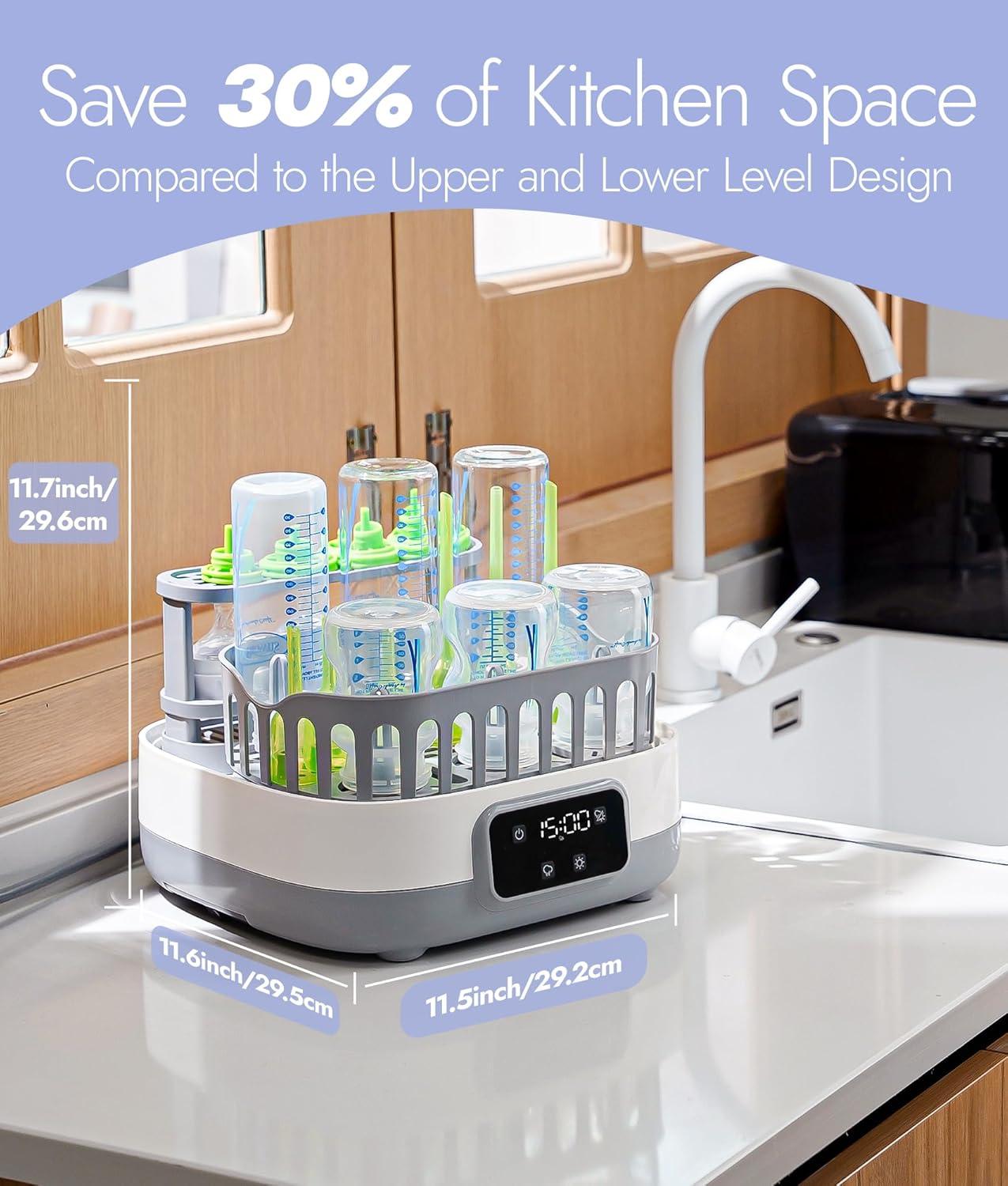 image:imageNCVI 20Minute Baby Bottle Steamer Sterilizer and Dryer with 2 Bottle Trays for 8 Bottles Fast Electric Steam Sterilization Disinfection for All Bottles Pacifiers Teether and Breast Pump Parts