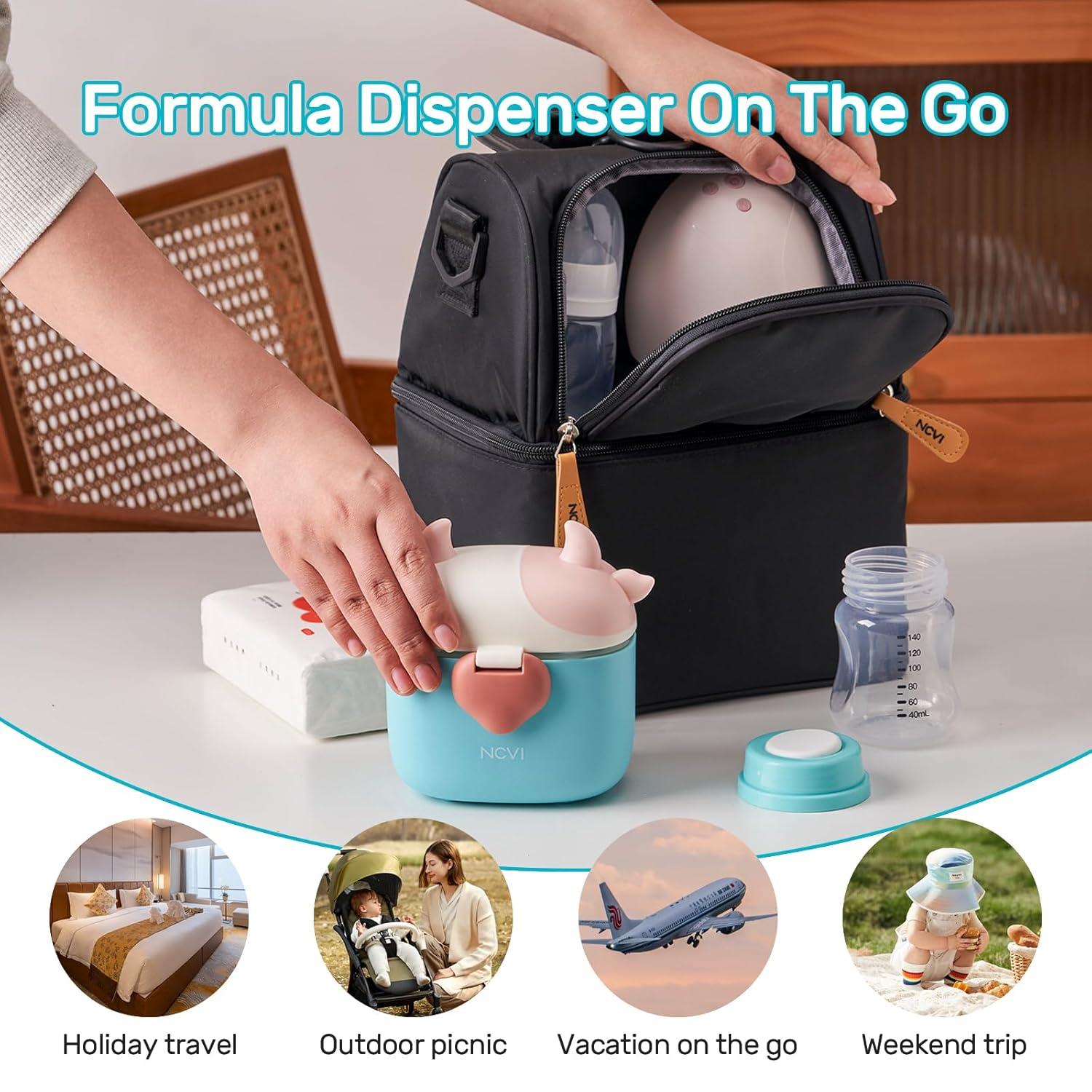 image:imageNCVI Baby Formula Dispenser On The Go Formula Container To Go Formula Holder for Travel Outdoor Picnic with Baby Infant Portable Container for Milk Powder Snacks Candy Fruits Brown DeerGreen