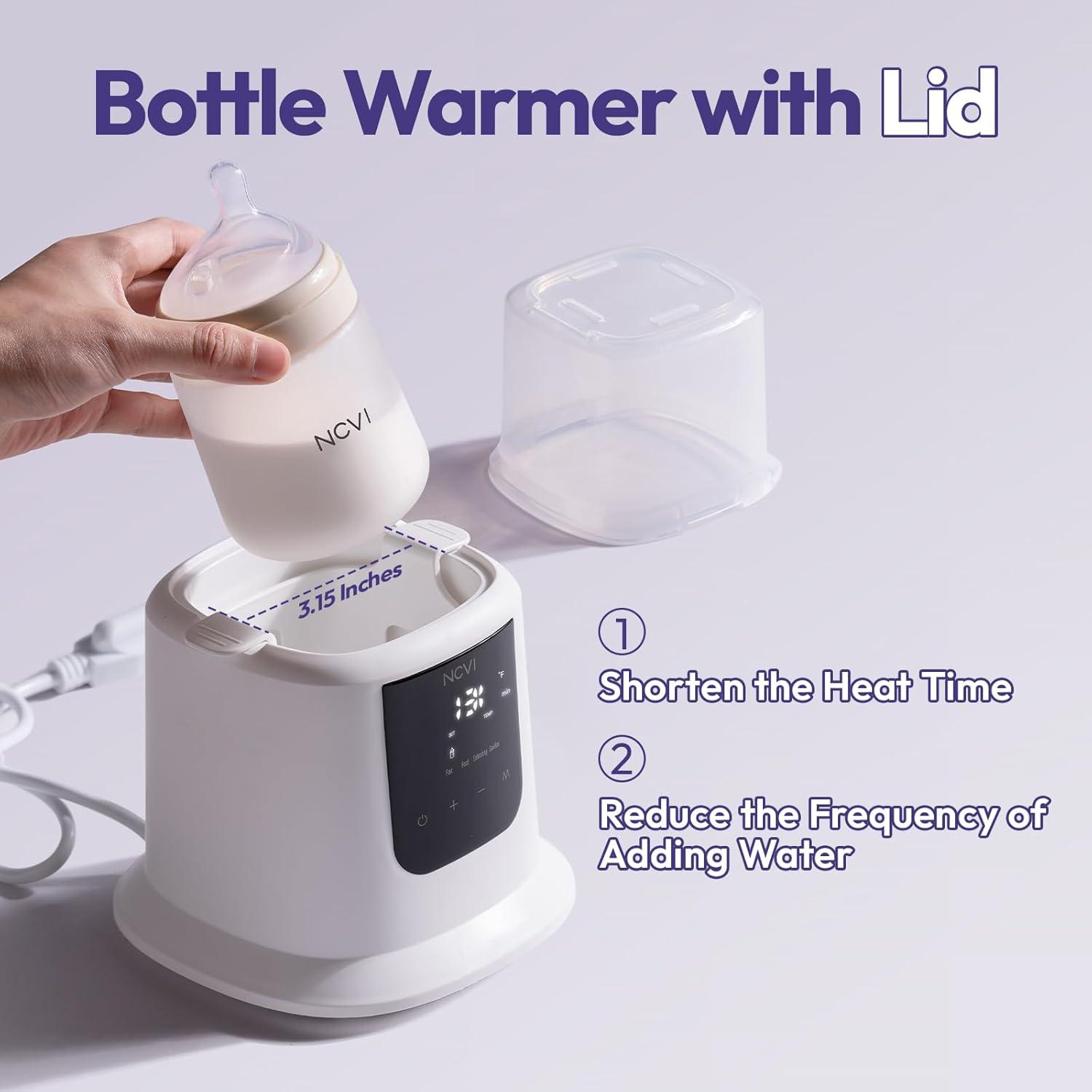 image:imageNCVI Baby Milk Warmer 3 Mins Fast Heating 8 in 1 Functions Infant Breast Milk Bag Warmer with Timer and Precise Temperature for All Size Materials Bottles Milk Freezer Bags and Pacifier Sterilize