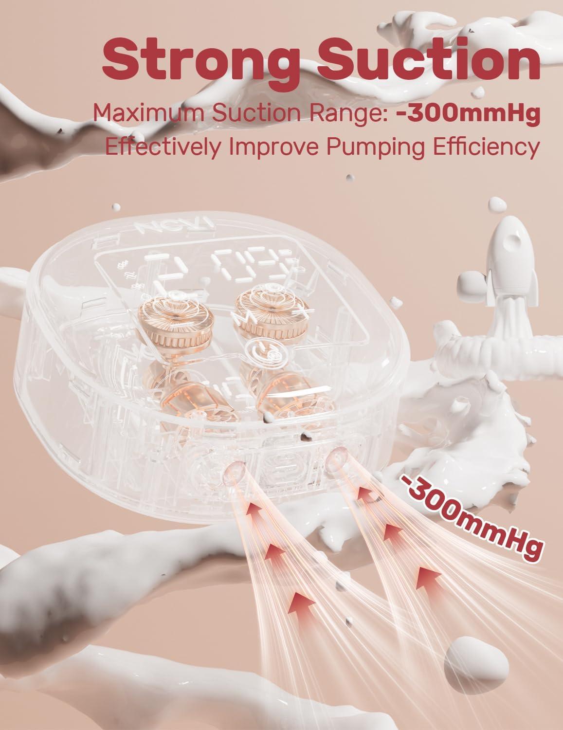 image:imageNCVI Electric Breast Pump HandsFree Wearable Breast Pump with 2124mm Flange HospitalGrade Materal BPA Free Portable Breastfeeding Pump with 4 Modes 9 Levels for Home Office and Nursing Room