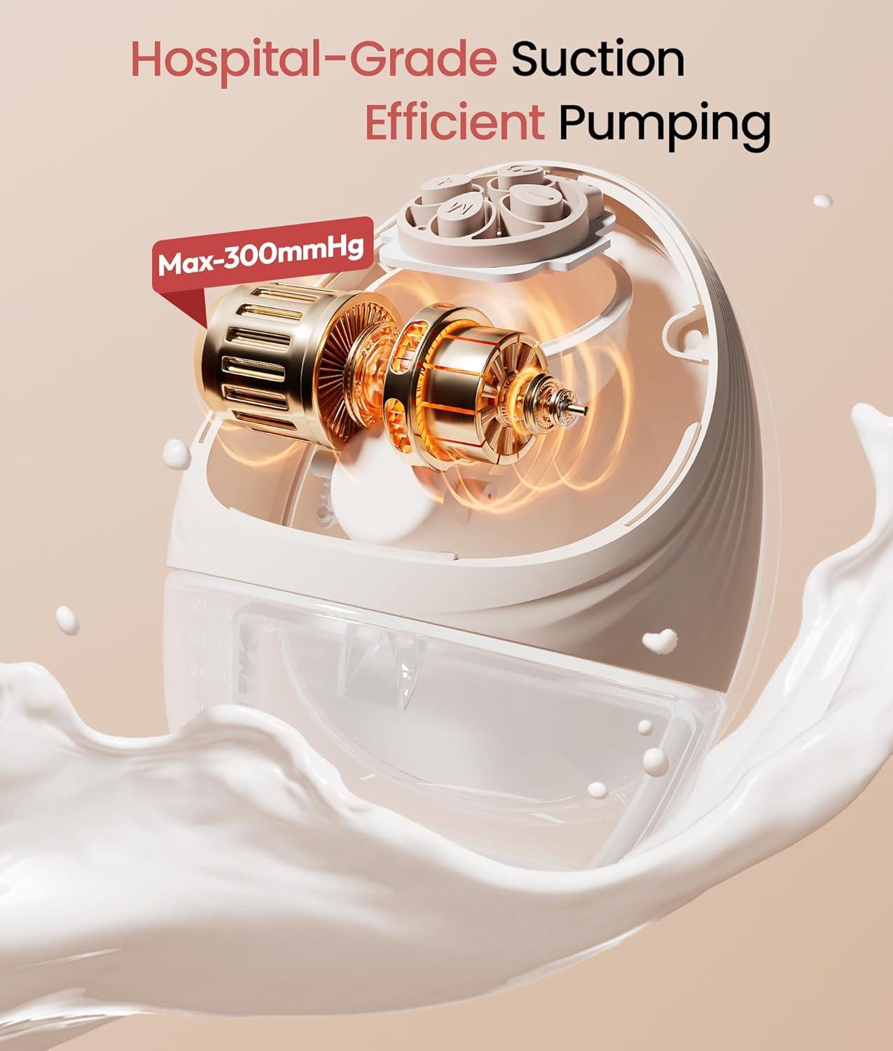 image:imageNCVI Heated HandsFree Breast Pump Wearable Warming Comfort HospitalGrade 300mmHg Suction Slim amp Quiet Electric Breastfeeding Pump 4 Modes 9 Levels Long Battery Life Fits 1928mm