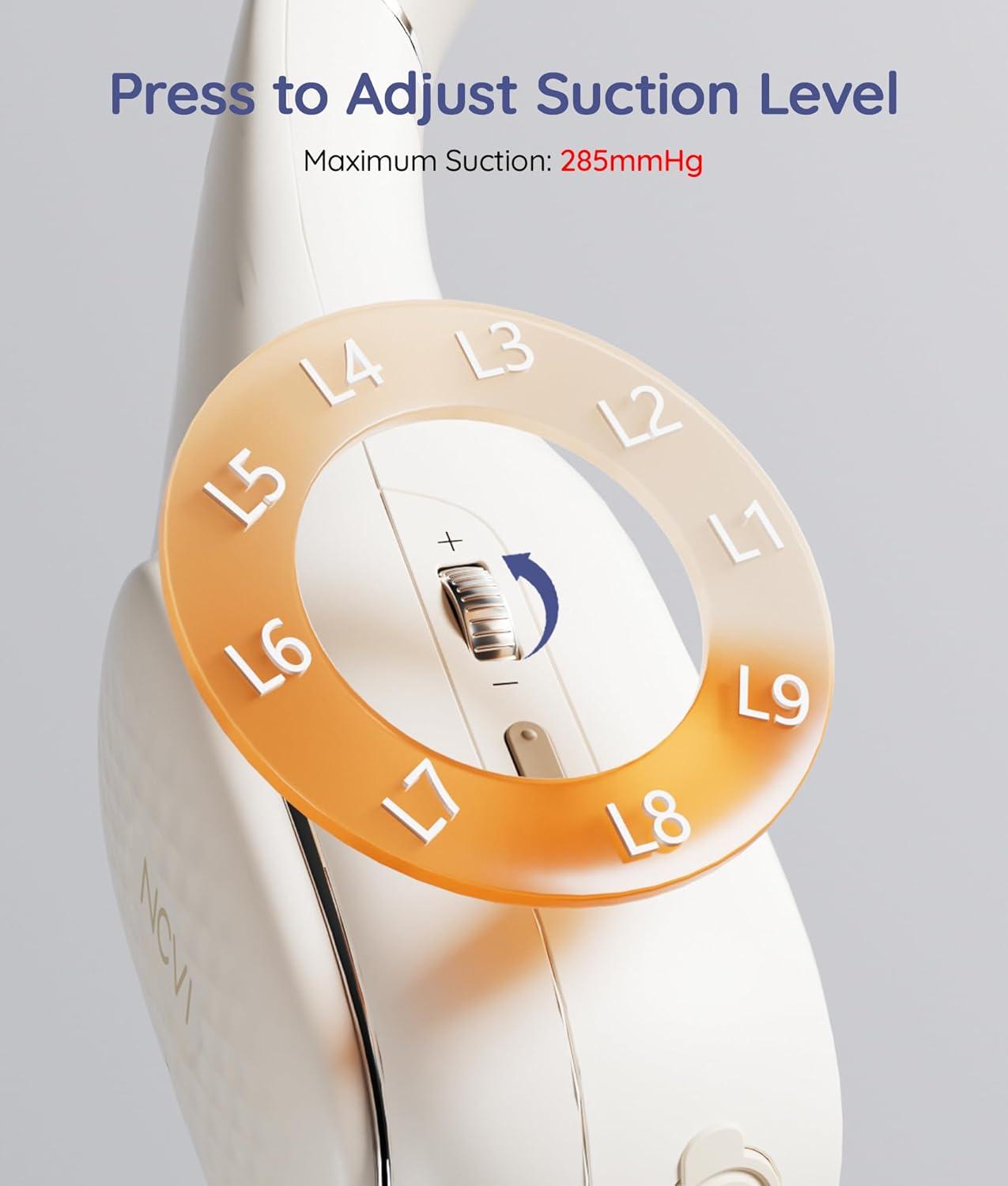 image:imageNCVI Neckband Automatic Breast Pump Hands Free Portable Wearable Electric Milk Breastfeeding Pump Machine for OfficeTravelHome Slim Collection Cups with 192124mm Silicone Flange Inserts
