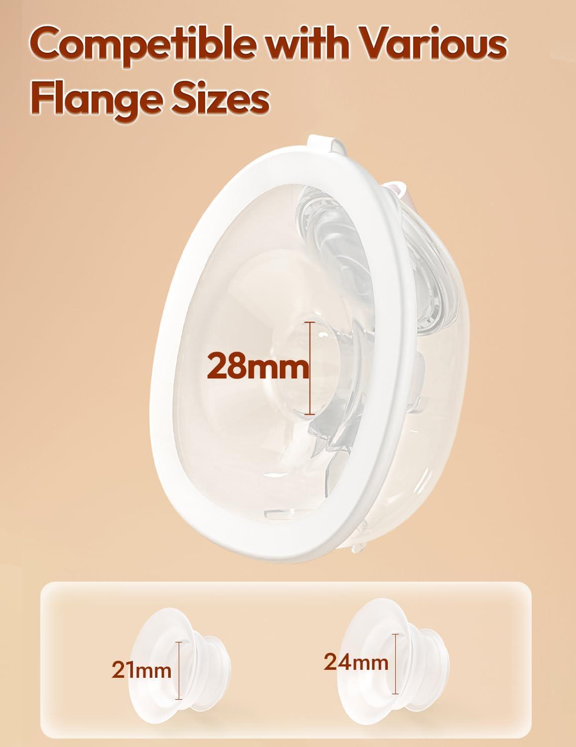 image:imageNCVI UltraLight Wearable Breastfeeding Pump HandsFree HospitalGrade Portable Electric Breast Pump with Double Sealed Milk Cup 2124mm Flanges Suit for 1723mm Small Nipples 4 Modes 9 LevelsWhite