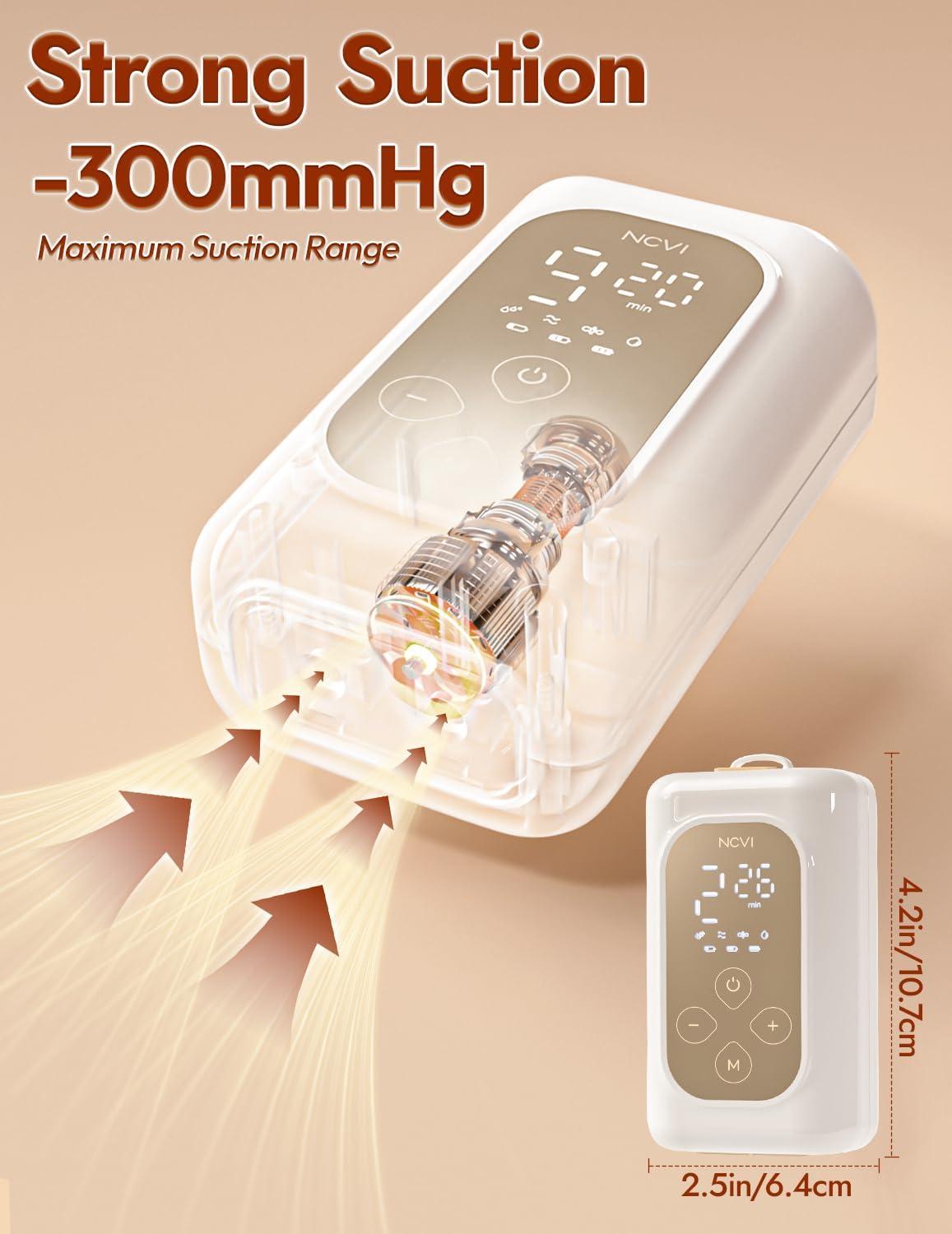 image:imageNCVI UltraLight Wearable Breastfeeding Pump HandsFree HospitalGrade Portable Electric Breast Pump with Double Sealed Milk Cup 2124mm Flanges Suit for 1723mm Small Nipples 4 Modes 9 LevelsWhite