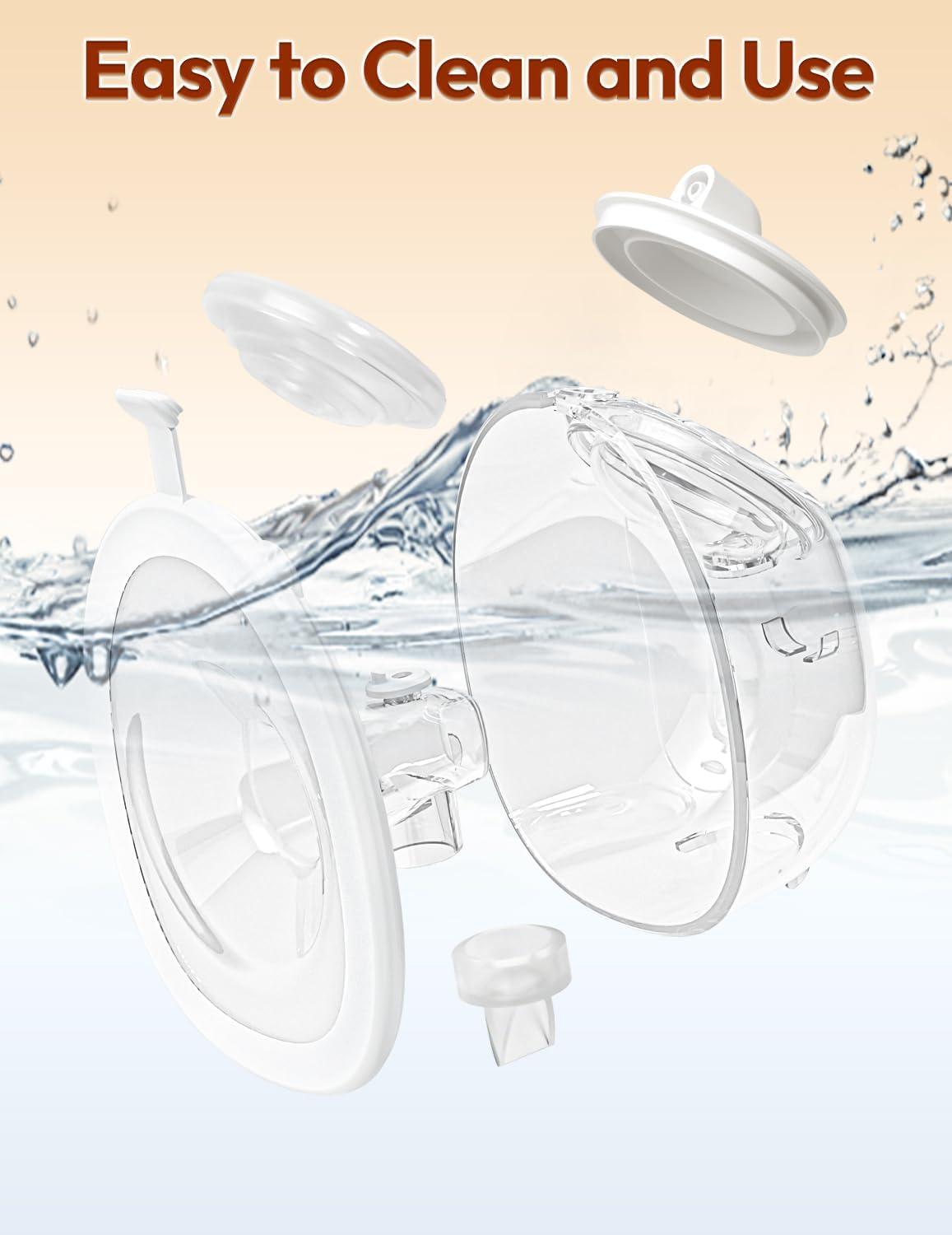 image:imageNCVI UltraLight Wearable Breastfeeding Pump HandsFree HospitalGrade Portable Electric Breast Pump with Double Sealed Milk Cup 2124mm Flanges Suit for 1723mm Small Nipples 4 Modes 9 LevelsWhite
