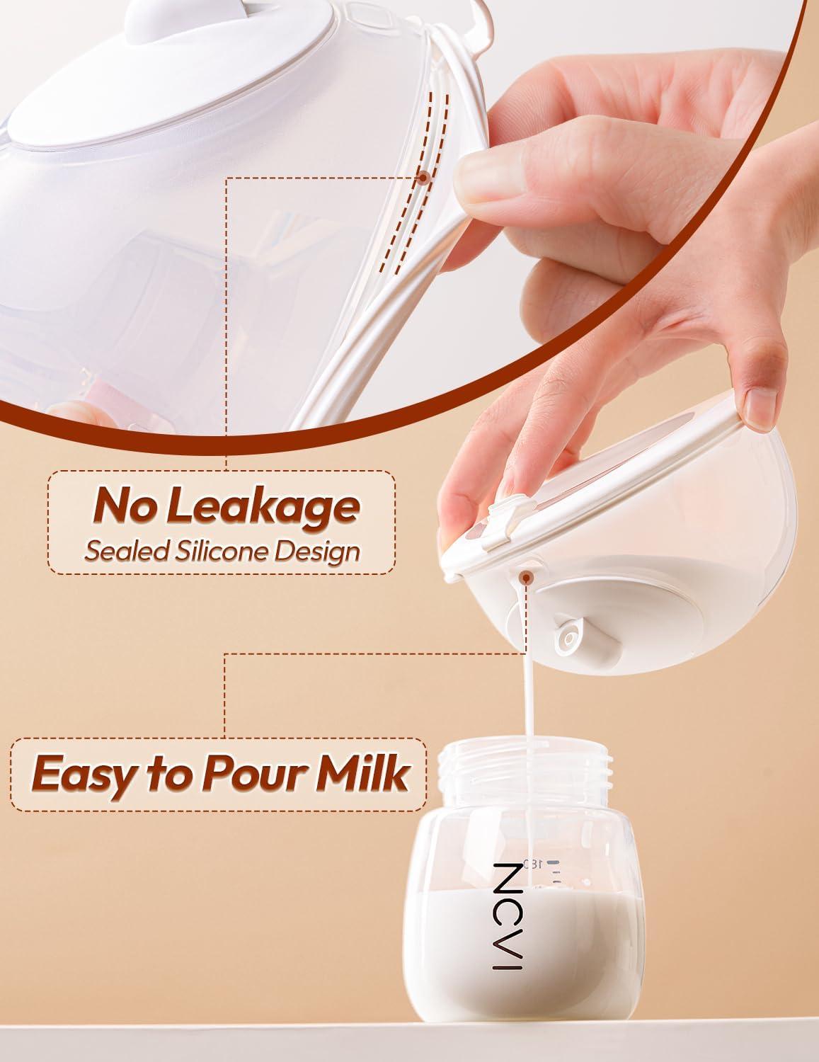 image:imageNCVI UltraLight Wearable Breastfeeding Pump HandsFree HospitalGrade Portable Electric Breast Pump with Double Sealed Milk Cup 2124mm Flanges Suit for 1723mm Small Nipples 4 Modes 9 LevelsWhite
