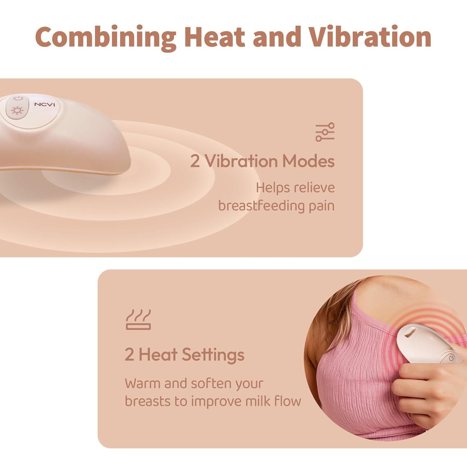 image:imageNCVI Warming Lactation Massager 2in1 Breast Massager for Breastfeeding 2 Pack Heat amp Vibration for Clogged Ducts Engorgement Improve Milk Flow Pumping and Breastfeeding EssentialPink