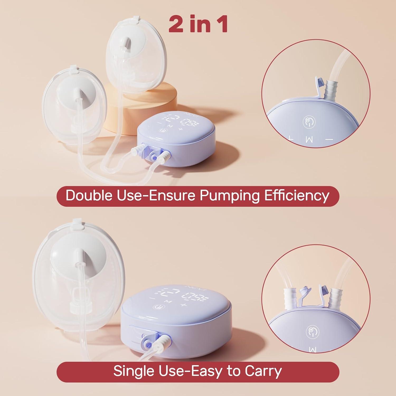image:imageNCVI Wearable Breast Pump 2 in 1 HandsFree Breast Pump with 4 Modes 9 Levels HospitalGrade Materal BPA Free Low Noise Portable Electric Breastfeeding Pump with 2124mm Flange for Mom