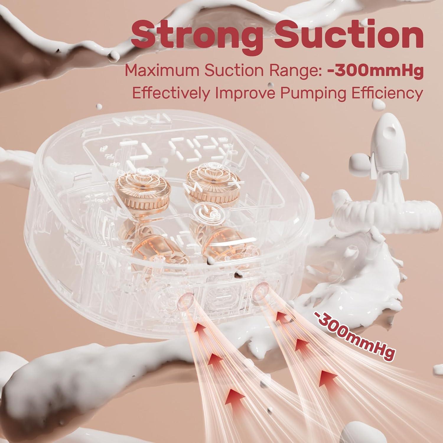 image:imageNCVI Wearable Breast Pump 2 in 1 HandsFree Breast Pump with 4 Modes 9 Levels HospitalGrade Materal BPA Free Low Noise Portable Electric Breastfeeding Pump with 2124mm Flange for Mom