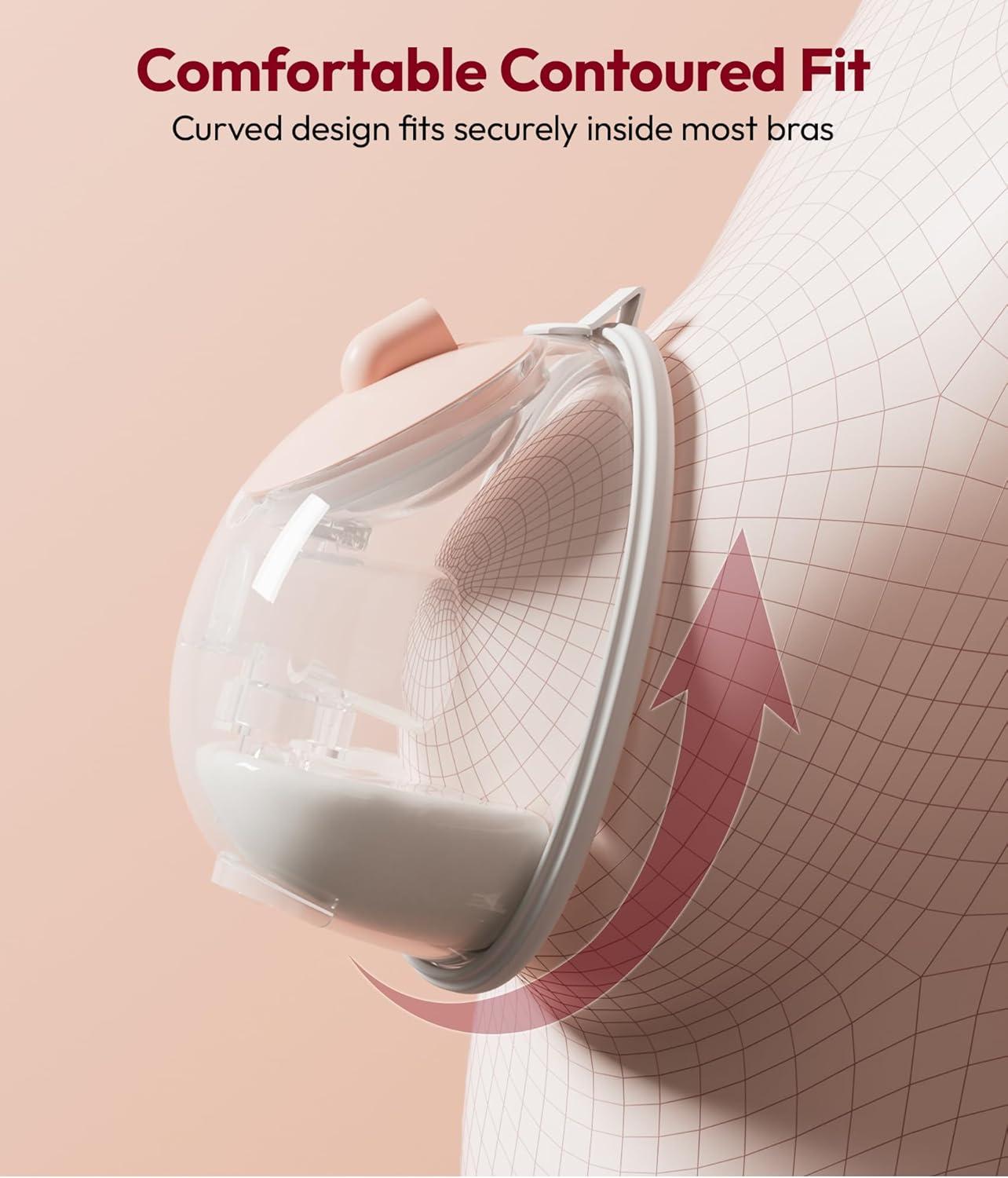 image:imageNCVI Wearable Breast Pump inBra HandsFree Electric Pump with HospitalGrade 300mmHg Suction Portable amp Rechargeable 4 Modes 9 Levels for Home Work amp OntheGo