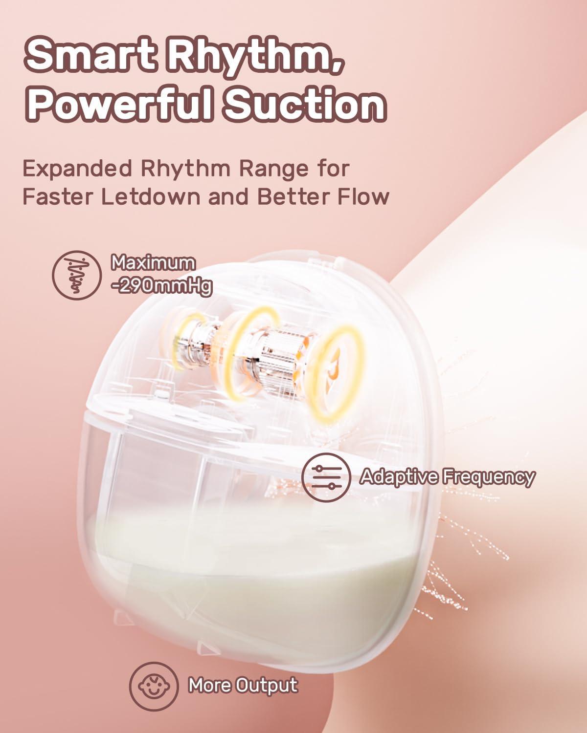 image:imageNCVI Wearable Hands Free Breast Pump 4 Modes amp 9 Levels with Multitronic Suction UltraQuiet lt42dB Long Battery Life 150min 2124mm Flange Insert Portable Electric Breastfeeding Pump for MomsAM8111