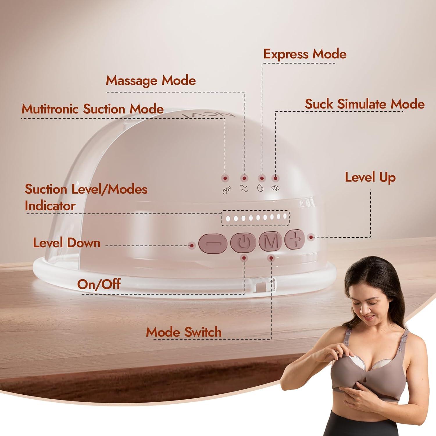 image:imageNCVI Wearable Hands Free Breastfeeding Pump Pink 2 Pack