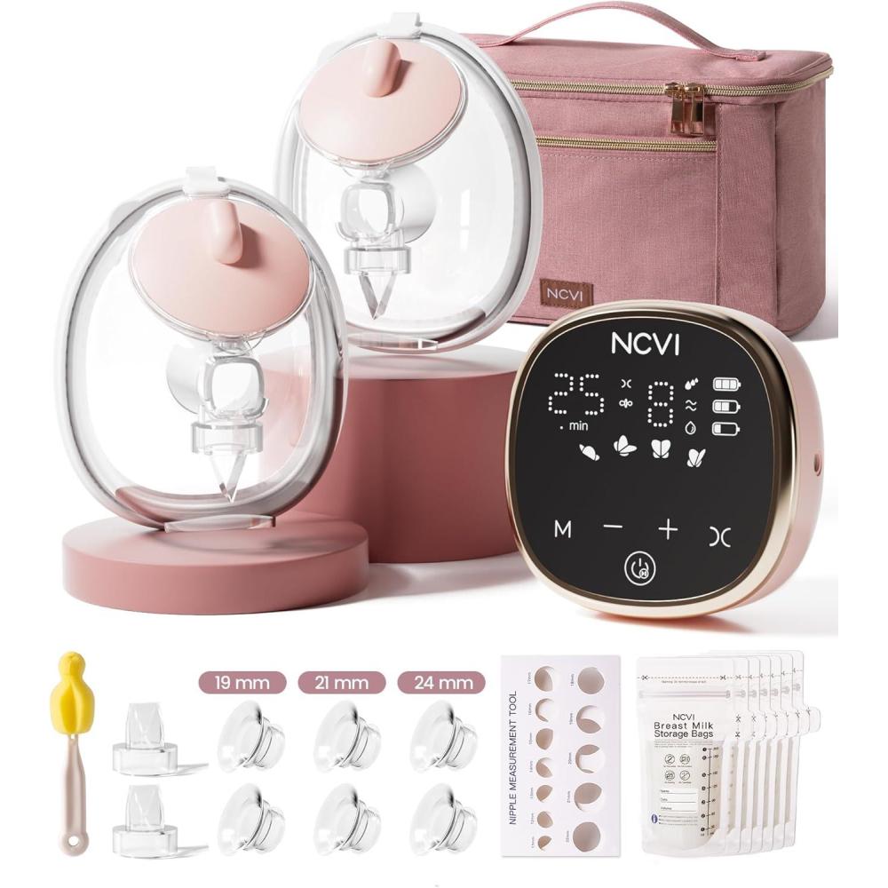 image:imageNCVI Wearable Breast Pump inBra HandsFree Electric Pump with HospitalGrade 300mmHg Suction Portable amp Rechargeable 4 Modes 9 Levels for Home Work amp OntheGo