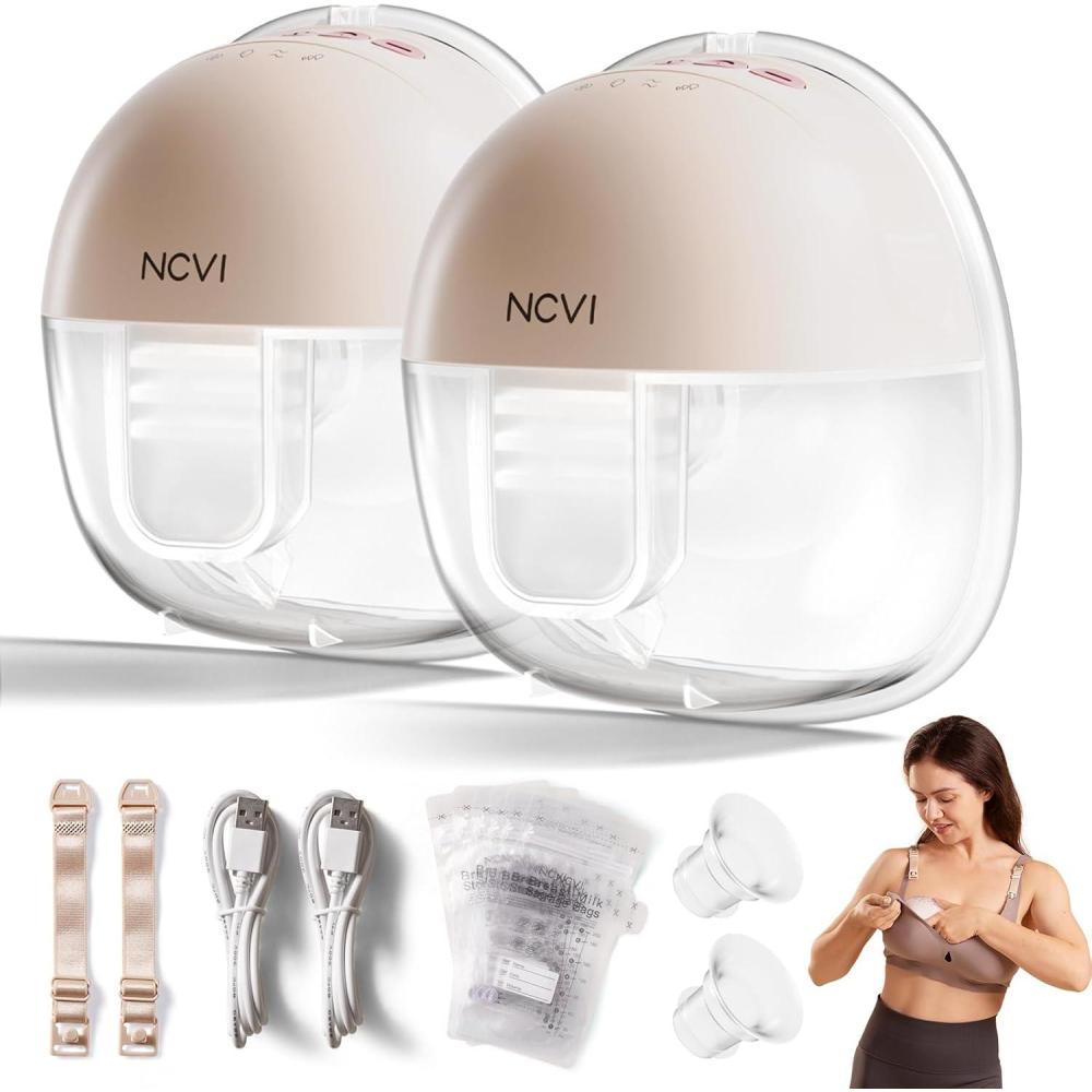 image:imageNCVI Wearable Hands Free Breastfeeding Pump Pink 2 Pack