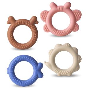 image:imageNCVI 4 Pack Silicone Teething Rings Set for Babies 06 Months Baby Teething Toys with Ridges Small Teethers for Infant 612 Months BPAFree Teething Relief Baby Chew ToysButterfly
