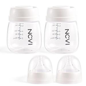 image:imageNCVI Baby Bottles Milk Bottles Set Compatible with NCVI Electric Pump 810281008122811681288129 Includes Nipples and Lids Breastmilk Collection Storage and Feeding 6oz180ml 2 Pack