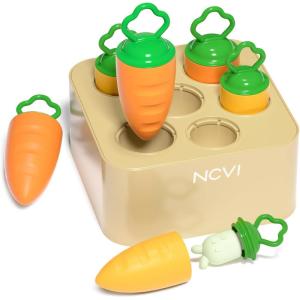 image:imageNCVI Baby Carrot Bunny Picking Toy for Harvest Games FoodGrade Silicone Montessori Educational Carrot Pulling Sorting Toy for Toddler 6 Months Christmas Easter Gift Basket Stuffers FillersOrange