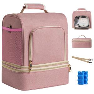 image:imageNCVI Breast Pump Bag Double Layer Removable Pump Bag for Spectra S1 S2 Medela Breast Pump Backpack with Ice Pack Insulated Breast Milk Cooler Bag for Working Nursing Moms BlackPink