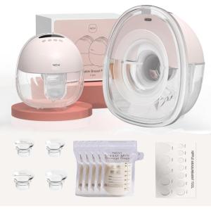 image:imageNCVI Breast Pump Hands Free Double Wearable Electric Breast Pump with Strong Suction 150min Battery Life with 4 Modes amp 9 Levels 192124mm Flange AntiLeakage Portable Breastfeeding Pump for MomsUpgrade Pink
