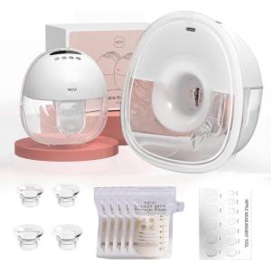 image:imageNCVI Breast Pump Hands Free Double Wearable Electric Breast Pump with Strong Suction 150min Battery Life with 4 Modes amp 9 Levels 192124mm Flange AntiLeakage Portable Breastfeeding Pump for MomsWhite