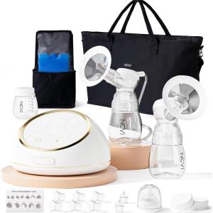 image:imageNCVI Electric Breast Pump F1 Pro MicroVibration with HospitalGrade Suction for Comfort amp Efficiency LongLasting Battery Independent Suction amp Rhythm for Each Breast Portable Breastfeeding Pump