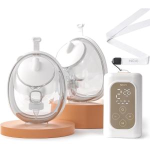image:imageNCVI UltraLight Wearable Breastfeeding Pump HandsFree HospitalGrade Portable Electric Breast Pump with Double Sealed Milk Cup 2124mm Flanges Suit for 1723mm Small Nipples 4 Modes 9 LevelsWhite