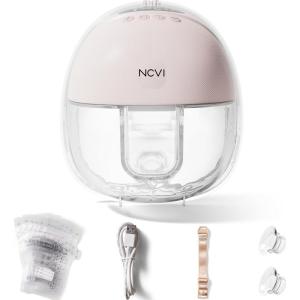 image:imageNCVI Wearable Breast Pump Hands Free Electric Breast Pump with 4 Modes amp 9 Levels Suction Portable Breast Pump Ultra Quiet lt42dB 150min Battery Life 192124mm Flange Breastfeeding Pump for MomsPink
