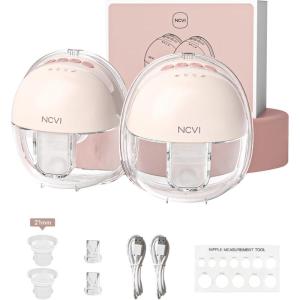 image:imageNCVI Wearable Hands Free Breast Pump 4 Modes amp 9 Levels with Multitronic Suction UltraQuiet lt42dB Long Battery Life 150min 2124mm Flange Insert Portable Electric Breastfeeding Pump for MomsAM8111